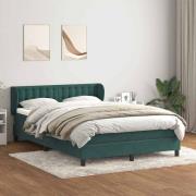 vidaXL Ramsäng med madrass mörkgrön 140x220 cm sammet
