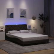 vidaXL Bed Frame with LED without Mattress Dark Brown 140x190 cm Fabri...