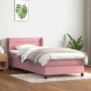 vidaXL Ramsäng med madrass rosa 80x220 cm sammet