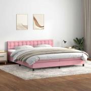 vidaXL Ramsäng med madrass rosa 200x210 cm sammet