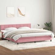 vidaXL Ramsäng med madrass rosa 200x210 cm sammet