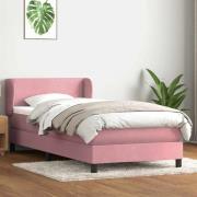 vidaXL Ramsäng med madrass rosa 80x220 cm sammet
