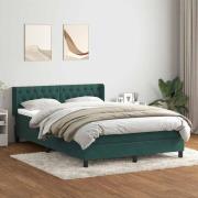 vidaXL Ramsäng med madrass mörkgrön 140x220 cm sammet
