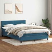 vidaXL Ramsäng med madrass mörkblå 140x210 cm sammet