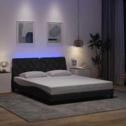 vidaXL Bed Frame with LED without Mattress Dark Grey 160x200 cm Fabric