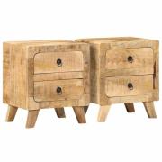 vidaXL Sängbord 2 st 40x32x46 cm massivt trä grov mango