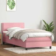 vidaXL Ramsäng med madrass rosa 100x220 cm sammet