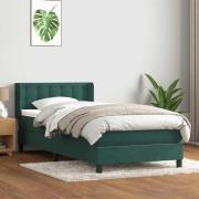 vidaXL Ramsäng med madrass mörkgrön 90x220 cm sammet