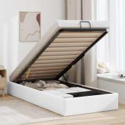 vidaXL Ottoman sängram utan madrass vit 100x200 cm konstläder