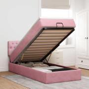 vidaXL Ottoman sängram med madrass rosa 90x200 cm sammet