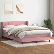 vidaXL Ramsäng med madrass rosa 140x210 cm sammet