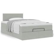 vidaXL Ottoman sängram med madrass ljusgrå 120x200 cm sammet