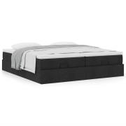 vidaXL Ottoman sängram med madrasser svart 180x200 cm tyg