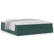 vidaXL Ottoman sängram med madrass mörkgrön 160x200 cm sammet