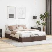 vidaXL Ottoman sängram utan madrass brun 140x200 cm konstläder
