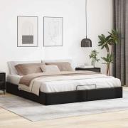vidaXL Ottoman sängram utan madrass svart 200x200 cm konstläder