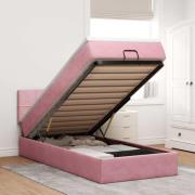 vidaXL Ottoman sängram med madrass rosa 90x200 cm sammet