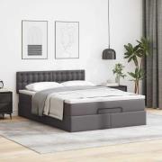 vidaXL Ottoman sängram med madrass grå 140x190 cm konstläder