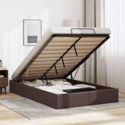 vidaXL Ottoman sängram utan madrass brun 120x190 cm konstläder