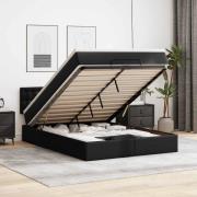 vidaXL Ottoman sängram med madrass svart 140x190 cm konstläder