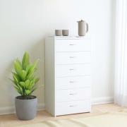 vidaXL Skänk med 6 lådor vit 50x34x96 cm konstruerat trä