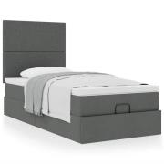 vidaXL Ottoman säng med madrass mörkgrå 90x200 cm tyg