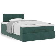 vidaXL Ottoman sängram med madrass mörkgrön 120x200 cm sammet