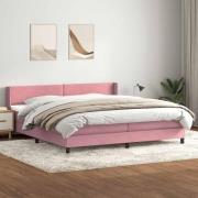 vidaXL Resårsäng med madrass rosa 180x220 cm sammet