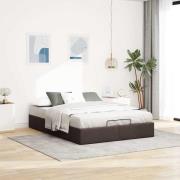 vidaXL Ottoman sängram utan madrass mörkbrun 140x190 cm tyg