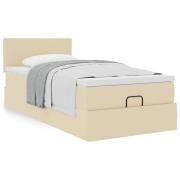 vidaXL Ottoman säng med madrass gräddvit 90x200 cm tyg