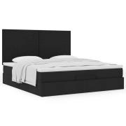vidaXL Ottoman sängram med madrass svart 160x200 cm tyg