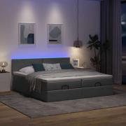 vidaXL Ottoman sängram med madrasser mörkgrå 200x200 cm tyg