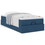 vidaXL Ottoman sängram med madrass blå 90x200 cm tyg