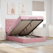 vidaXL Ottoman sängram med madrasser rosa 140x200 cm sammet