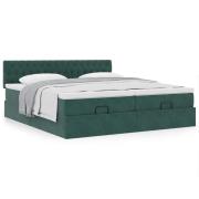 vidaXL Ottoman sängram med madrasser mörkgrön 200x200 cm sammet