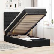 vidaXL Ottoman sängram med madrasser svart 90x190 cm sammet