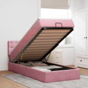 vidaXL Ottoman sängram med madrass rosa 90x200 cm sammet