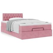 vidaXL Ottoman sängram med madrass rosa 120x200 cm sammet