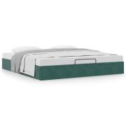 vidaXL Ottoman sängram utan madrass mörkgrön 200x200 cm sammet