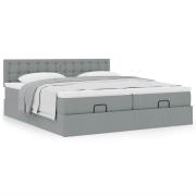 vidaXL Ottoman sängram med madrasser ljusgrå 180x200 cm tyg