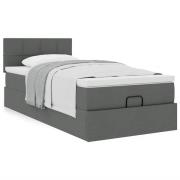 vidaXL Ottoman sängram med madrass mörkgrå 100x200 cm tyg