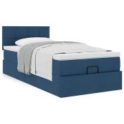 vidaXL Ottoman säng med madrass blå 90x200 cm tyg