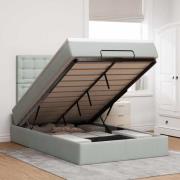 vidaXL Ottoman sängram med madrasser ljusgrå 120x200 cm sammet