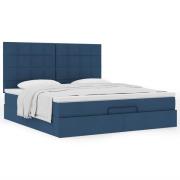 vidaXL Ottoman sängram med madrass blå 160x200 cm tyg