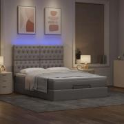 vidaXL Ottoman sängram med madrass taupe 140x200 cm tyg