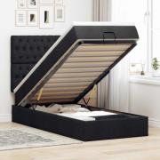 vidaXL Ottoman sängram med madrass svart 90x200 cm tyg