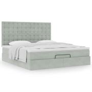 vidaXL Ottoman sängram med madrasser ljusgrå 180x200 cm sammet