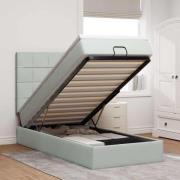 vidaXL Ottoman sängram med madrasser ljusgrå 80x200 cm sammet