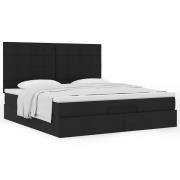 vidaXL Ottoman sängram med madrass svart 180x200 cm tyg