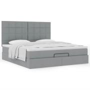 vidaXL Ottoman sängram med madrass ljusgrå 160x200 cm tyg